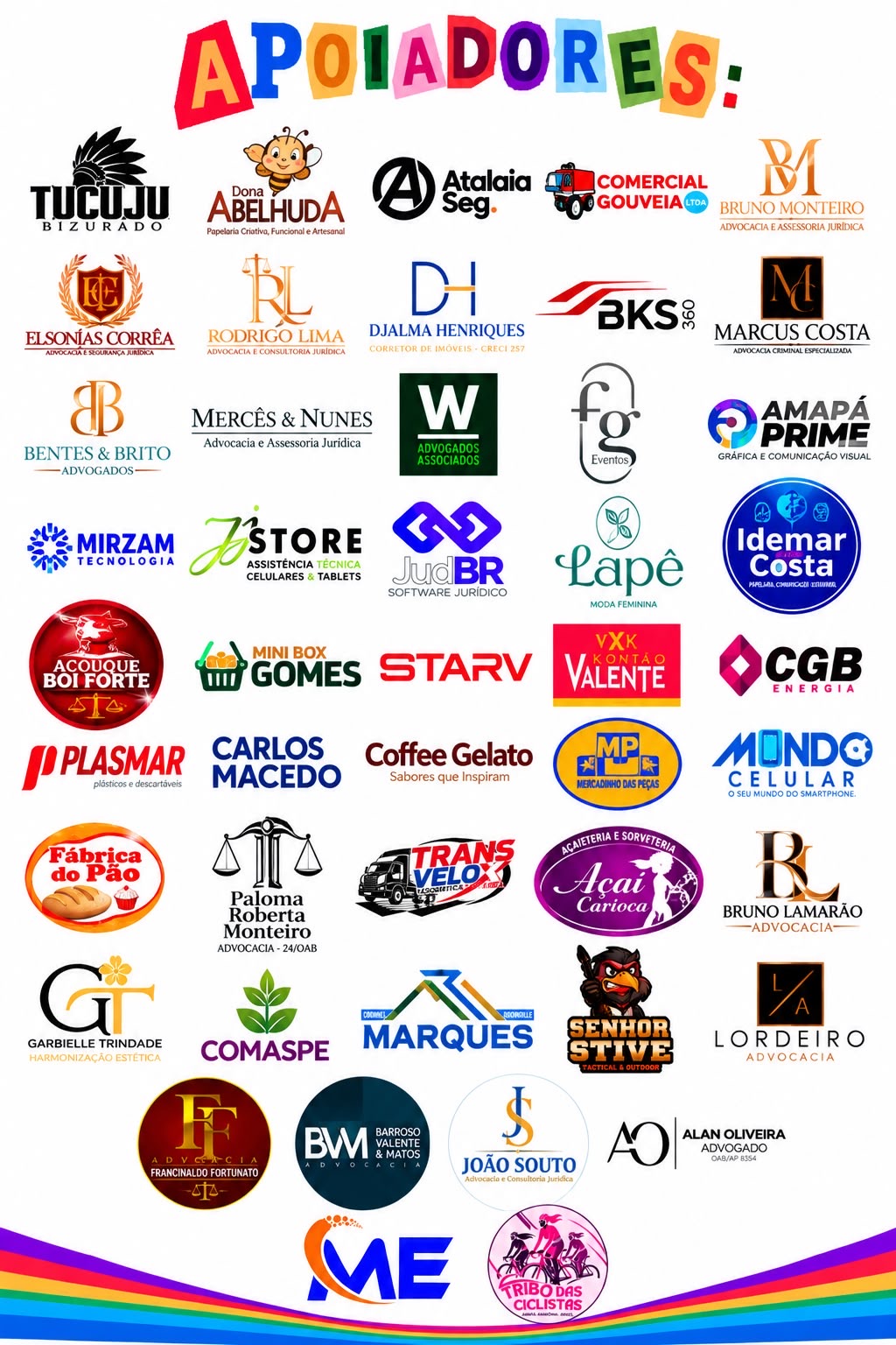 Arte com as marcas de todos os apoiadores do Direito de Sorrir.